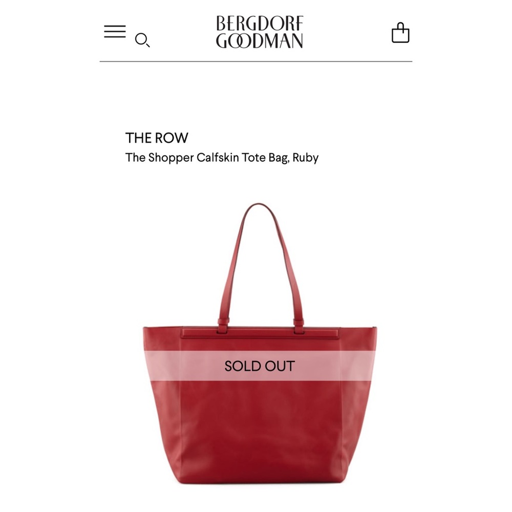 The Row // Red Leather Shopper Calfskin Tote